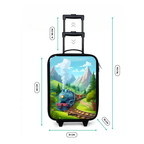 Stoomtrein door berglandschap Kinderkoffer - Zwart klein -productfoto_formaten