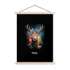 Hert met gewei tussen graffiti spray textielposter latten blank klein -3d