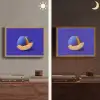 Meloen - Blauw - Oranje - Kunstzinnig Light Box met batterij (Wandlamp) middel -sfeer3