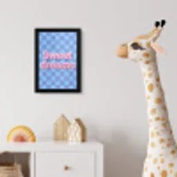 Sweet dreams - Vierkanten - Roze - Blauw fotolijst zwart zonder passe partout klein -usfeer4_kinderkamer