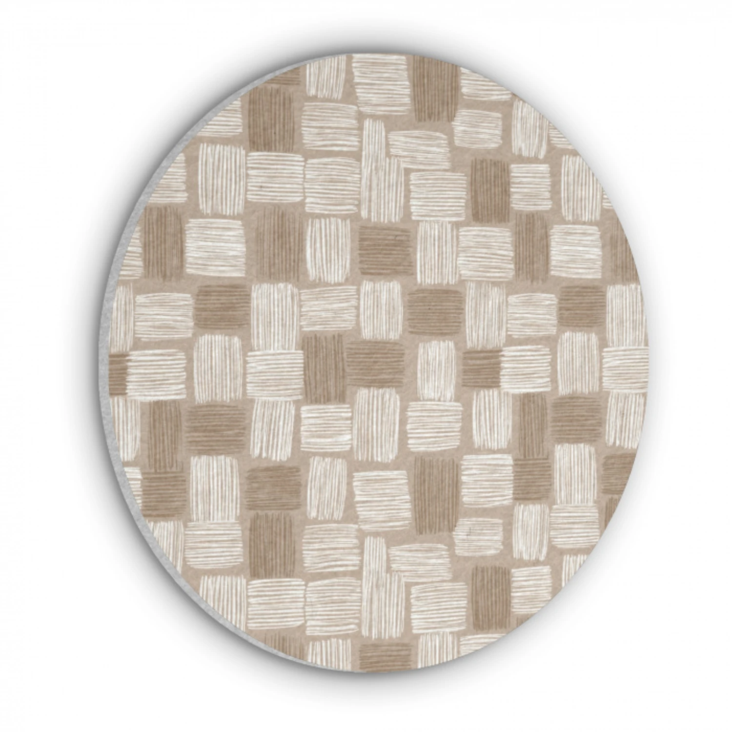 Blok - Patroon - Bruin Akoestische PET Vilt - Rond klein 838 -3d