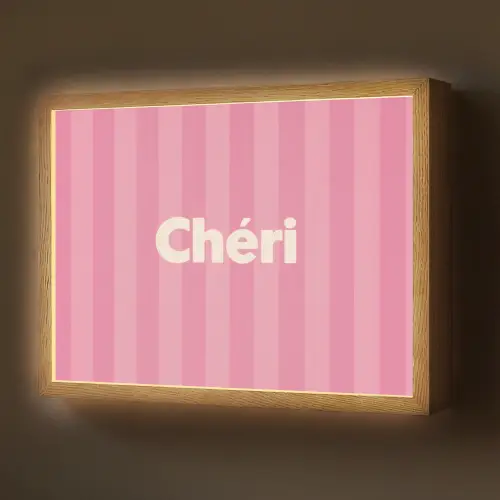 Gestreept - Roze - Chéri Light Box met batterij (Wandlamp) middel -z3d_website