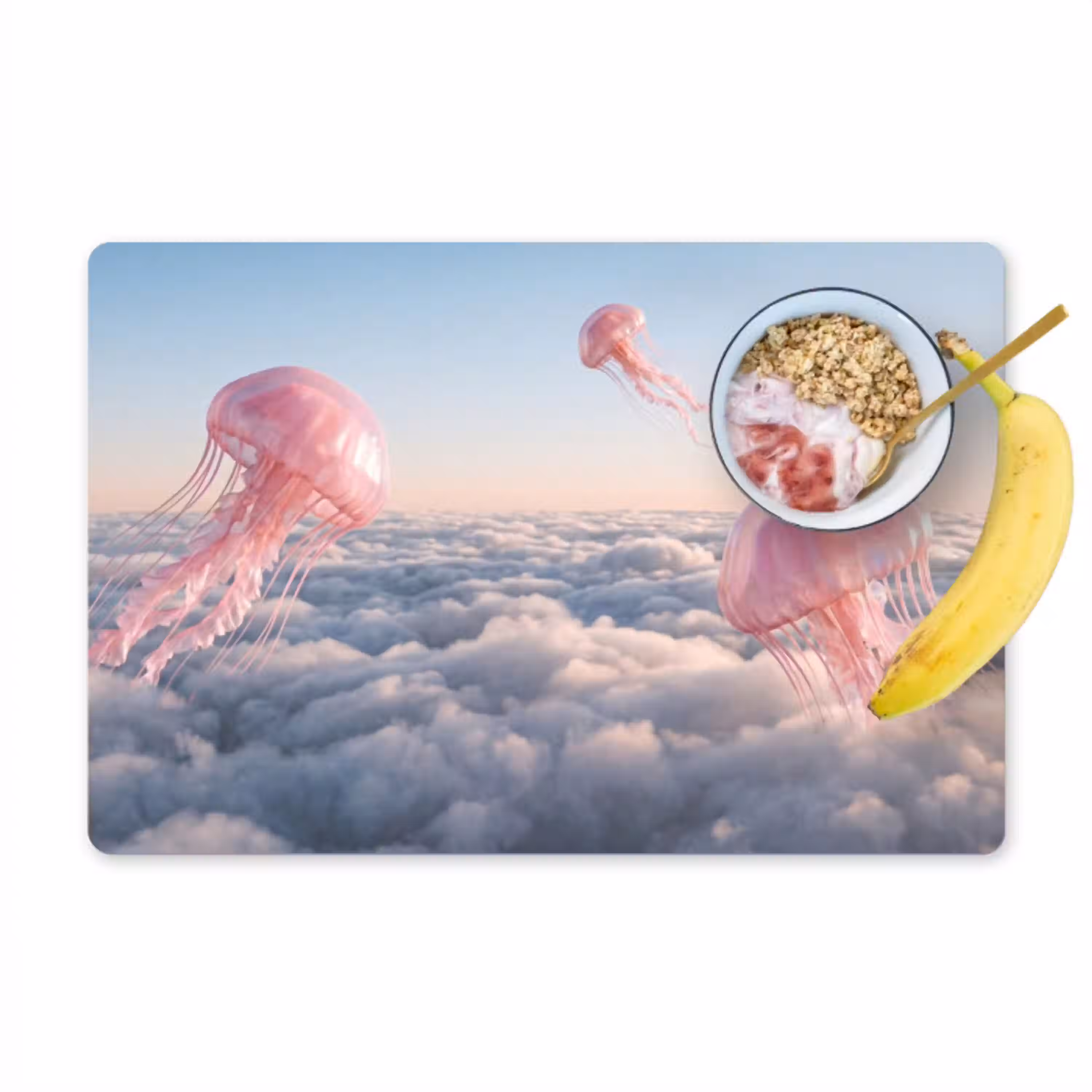 Roze dier - Wolken Placemat vinyl groot -zzzproduct_Kitchenyeah-website