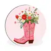 Cowboylaarzen - Roze - Boeket - Bloemen Wandcirkel aluminium klein -3d
