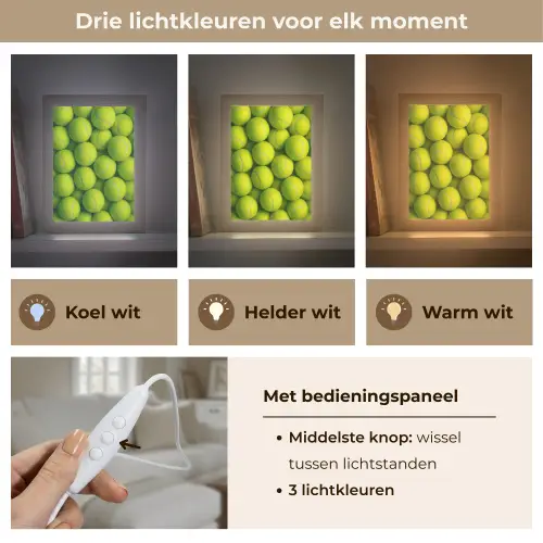 Tennisballen - Bal - Geel Light Box met kabel (Tafellamp) klein -USP_lichtkleurNL