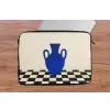 Vaas - Blauw - Geblokt - Modern laptophoes neopreen klein -tafel