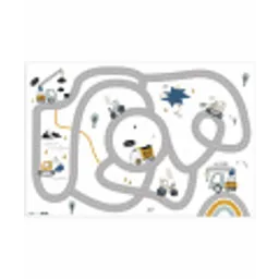 Bouwplaats - Graafmachine  - Auto - Regenboog - Design Speelmat klein -3d