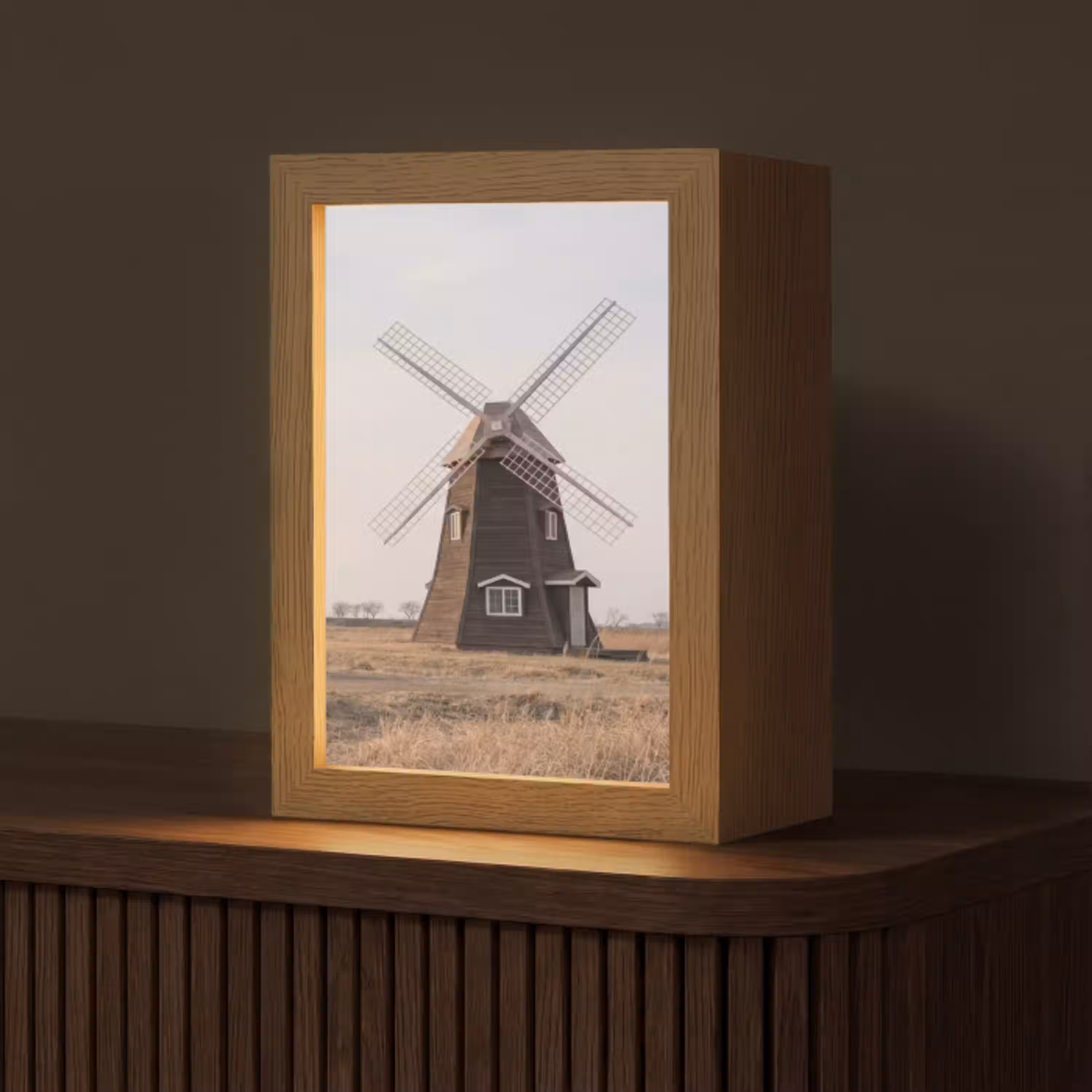 Windmolens - Landschap - Veld Light Box met kabel (Tafellamp) klein -z3d_website