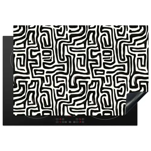 Grafisch - Lijnen - Zwart - Wit Inductie beschermer vinyl 3mm klein 276 -3d