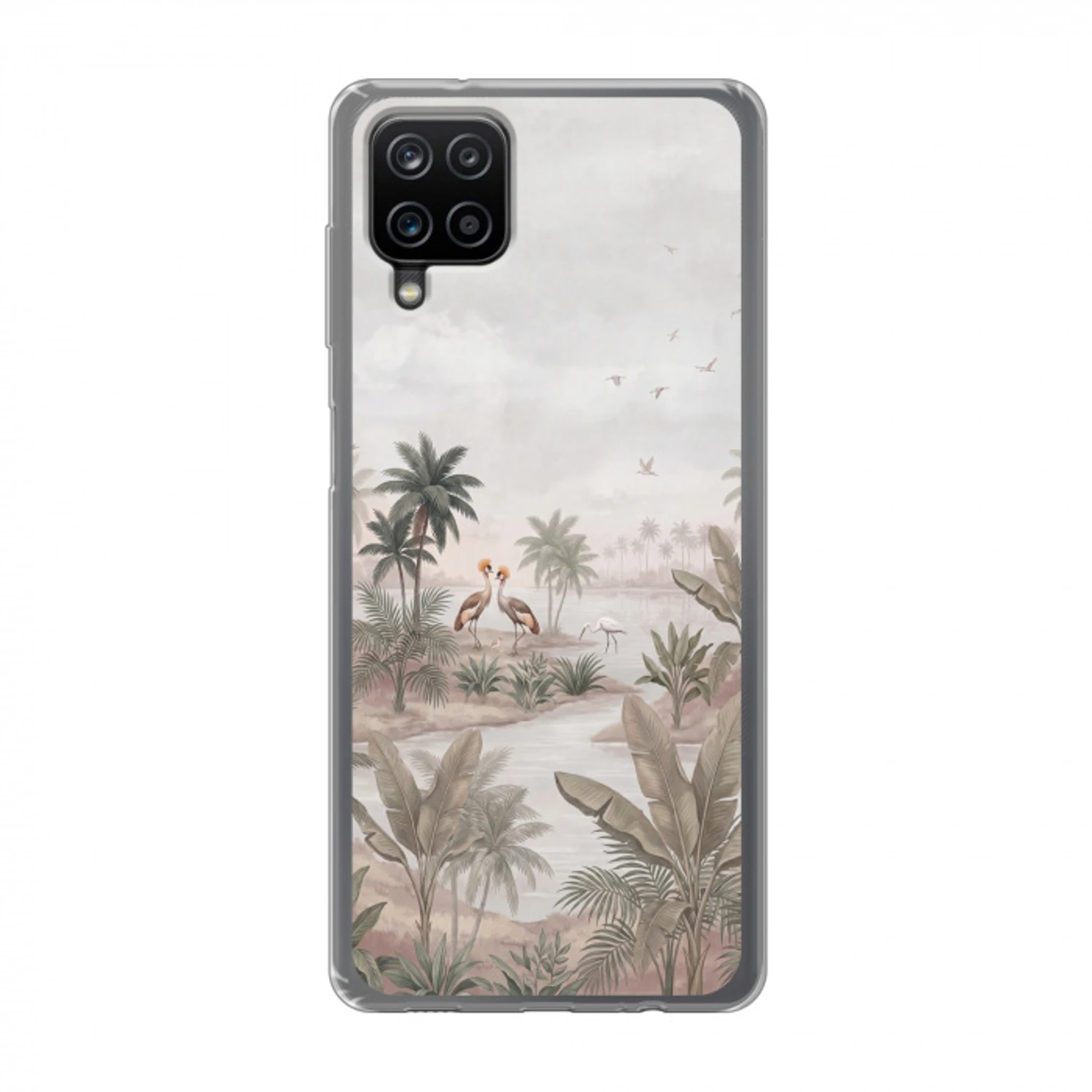 Kraanvogels - Palmbomen - Tropisch Telefoonhoesje Samsung Galaxy A12 klein -3d
