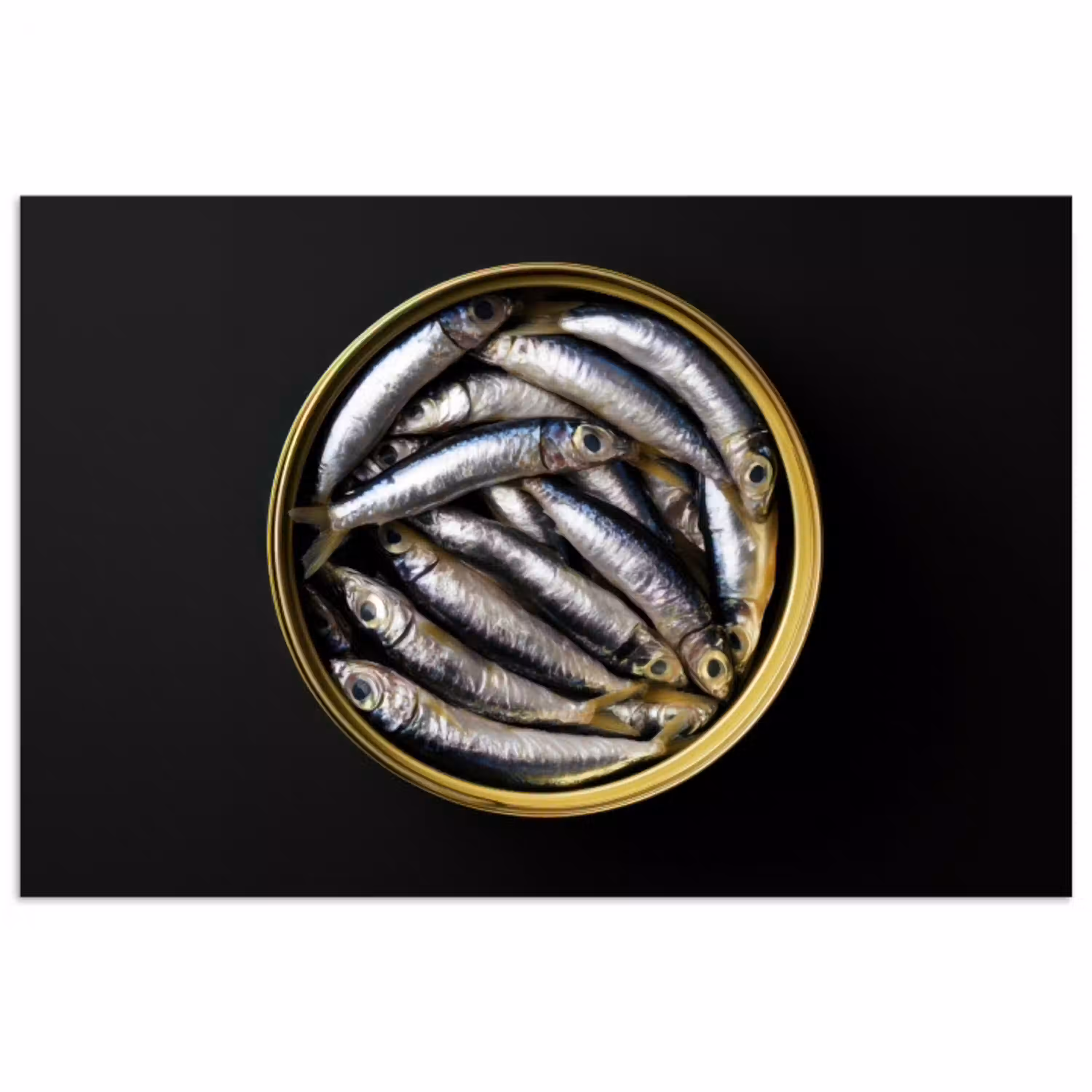 Sardines - Vissen - Rond - Zwart poster papier klein -3d