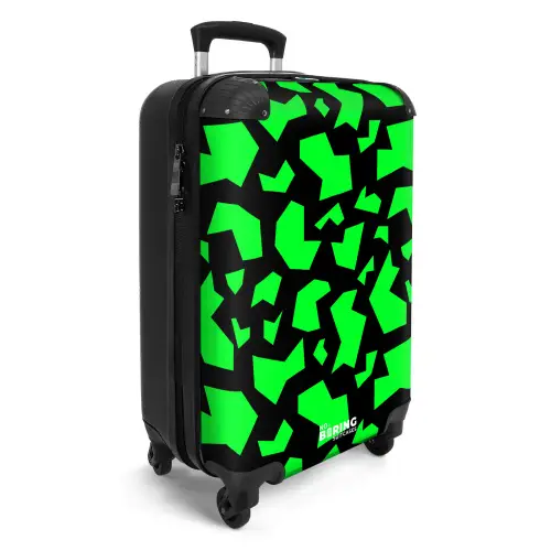 Groene fragmenten op zwart NBS - Handbagage koffer - Kinderen Unisex middel -productfoto_3d