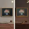 Hout - Vaas - Kleuren - Bloemen Light Box met batterij (Wandlamp) middel -sfeer3
