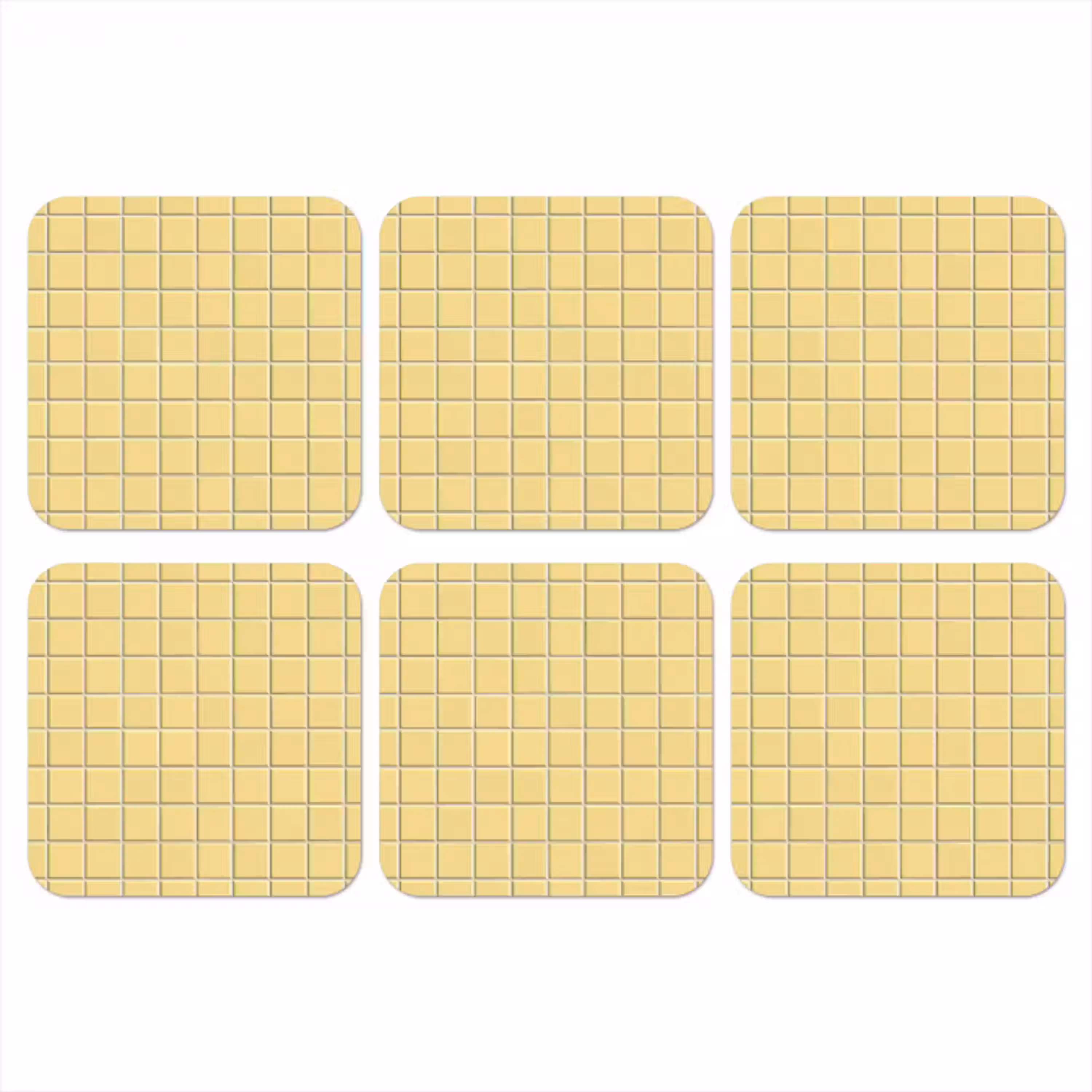 Patroon - Tegels - Geel onderzetter kurk middel 366 -3d