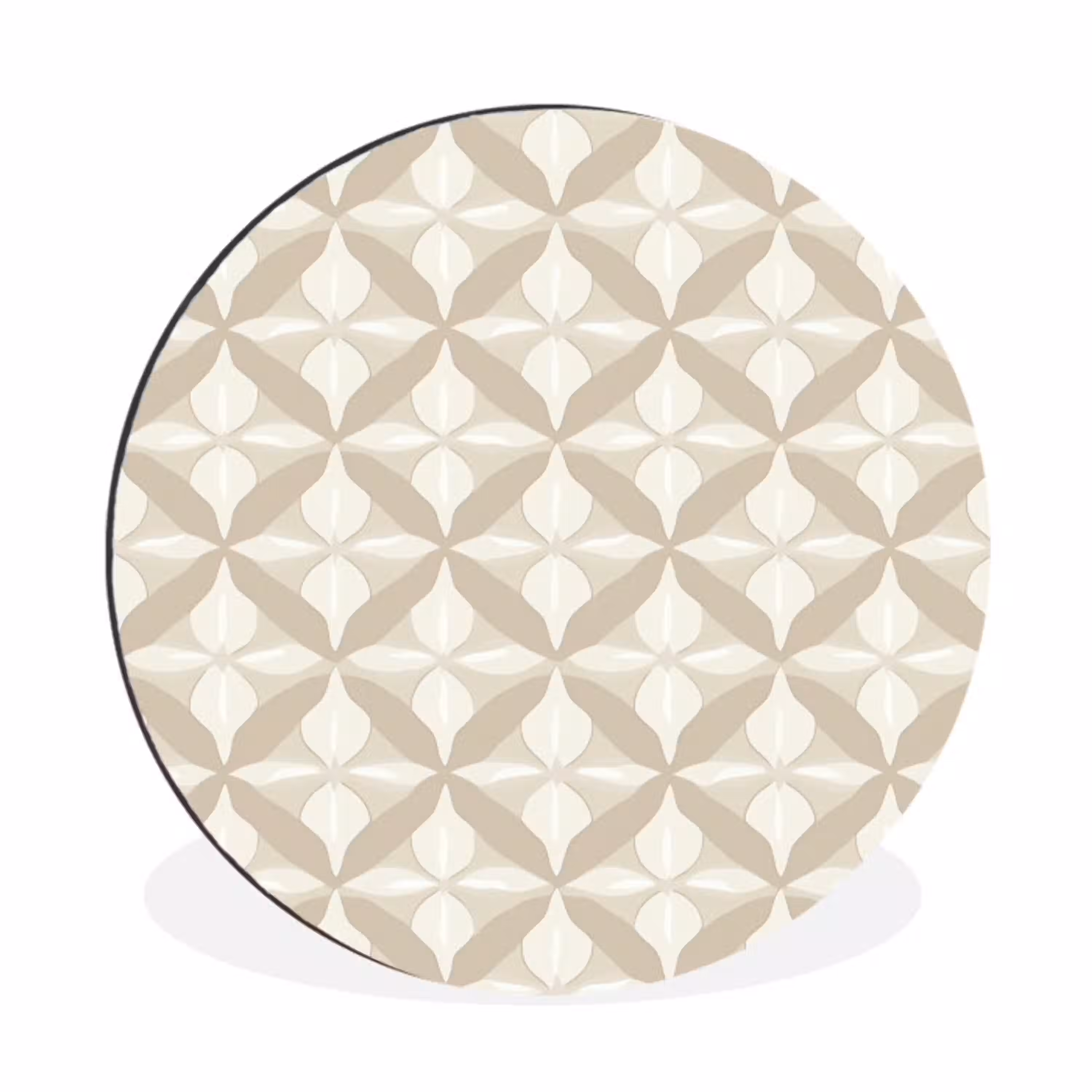 Patroon - Klassiek - Beige Wandcirkel aluminium klein 190 -3d