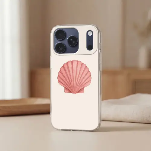 Schelp - Roze - Ribbels Telefoonhoesje iPhone 17 Pro klein -sfeer2