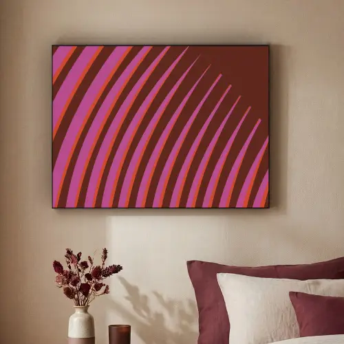 Lijnen - Rood - Beweging Textielframe zwart klein -sfeer1