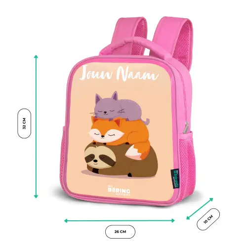 Dieren - Slapen - Samen Kinderrugzak - Roze middel -productfoto_formaten
