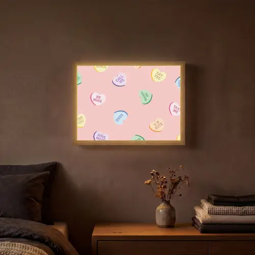 Hart - Snoep - Pastel - Tekst Light Box met batterij (Wandlamp) middel -sfeer4