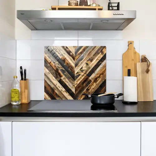 Geschroeid Hout in Visgraat Inductie beschemer met haakjes middel -sfeer2