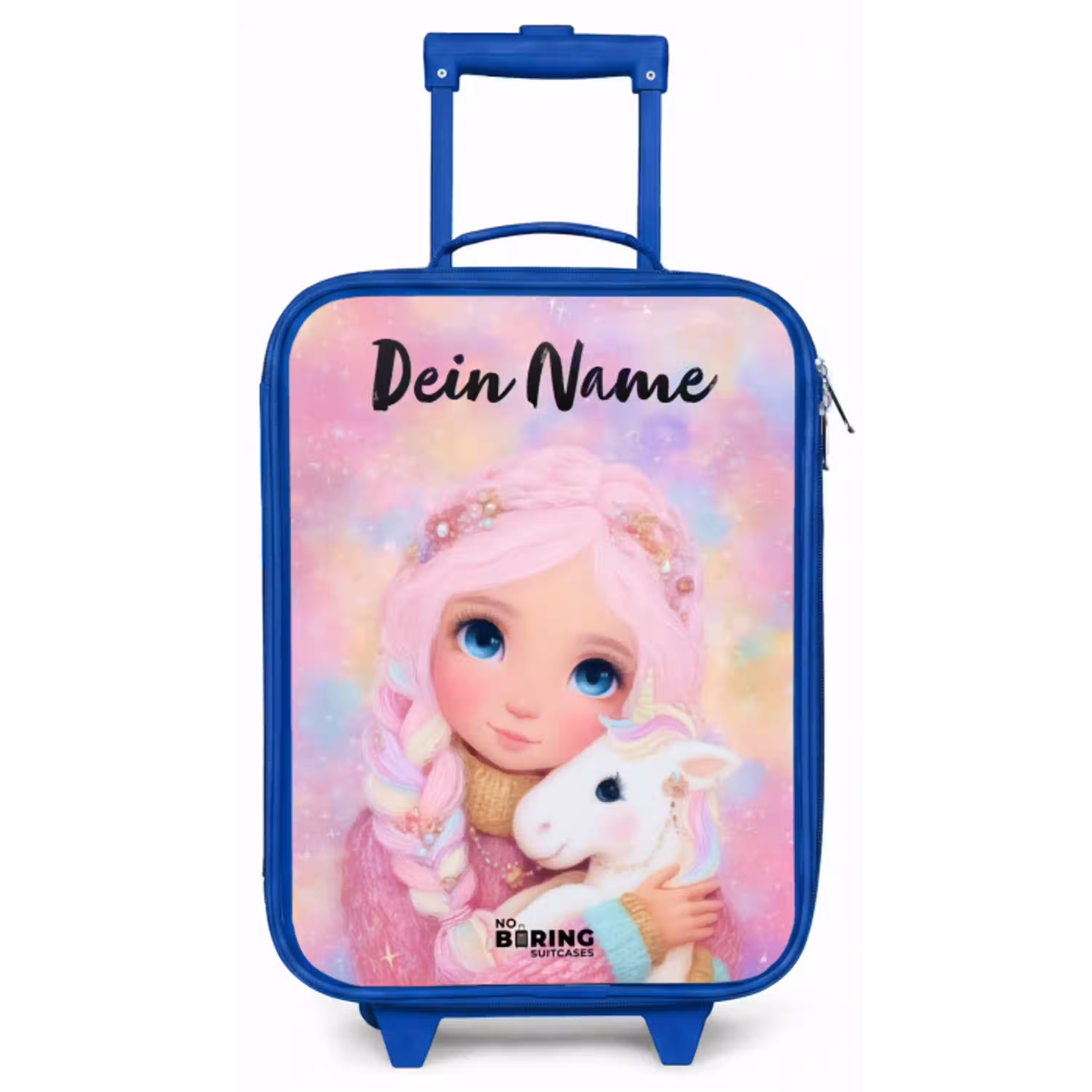 Meisje - Eenhoorn - Roze Kinderkoffer - Blauw klein -zz3dotto