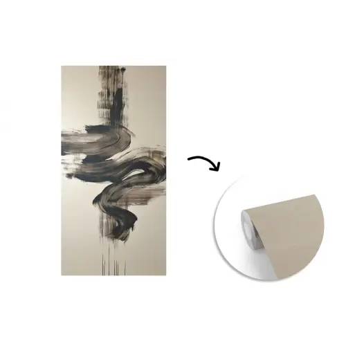 Golven - Penseelstreken - Beige - Minimalistisch fotobehang vinyl groot -3d
