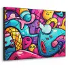 Abstract - Neon - Design - Kleurrijk - Graffiti Textielframe zwart klein -3d