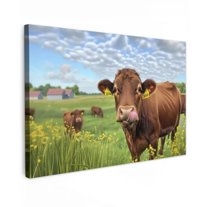 Koe - Weide - Bloemen canvas 2cm klein -z3d