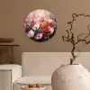 Klaprozen - Roze - Bloemen - Botanisch - Kunst Wandcirkel kunststof plaat 5mm dik klein -sfeer1