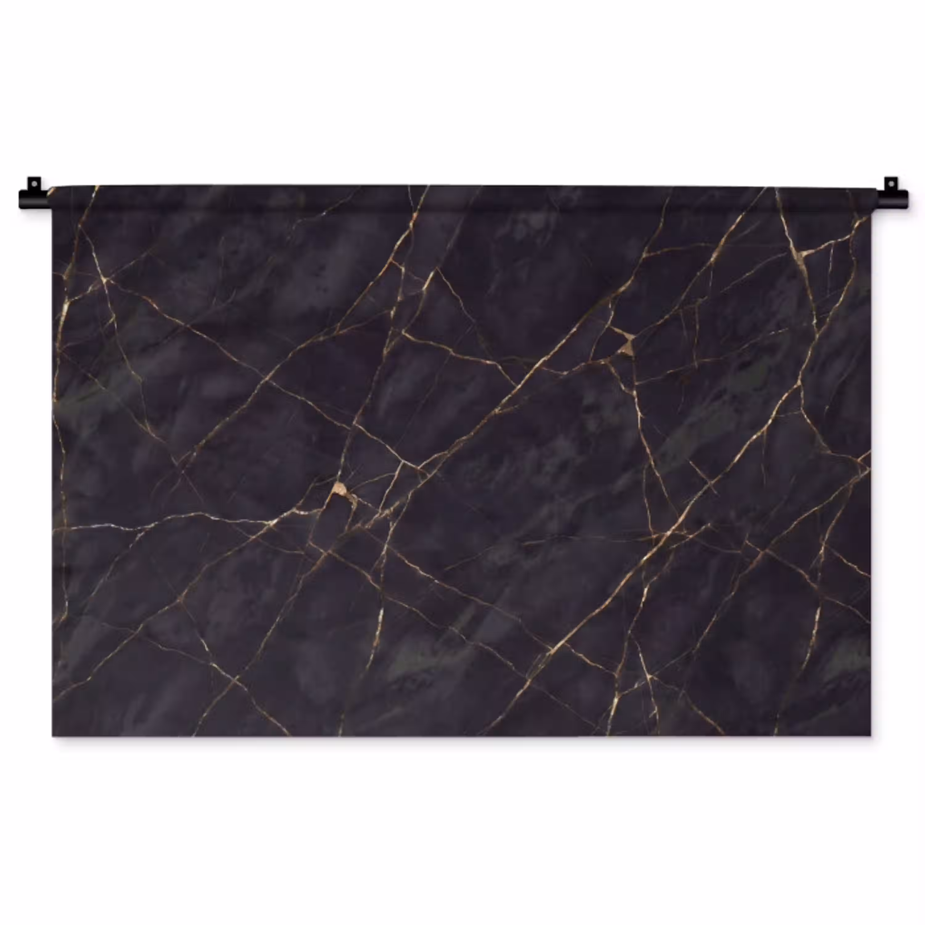 Textuur - Gouden lijnen - Abstract - Modern - Zwart Wandkleed katoen middel -zz3d