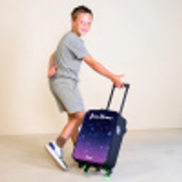 Sterren - Galaxy - Blauw - Roze Kinderkoffer - Zwart klein -sfeer3