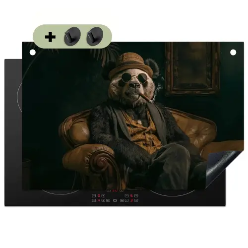 Panda - Hoed - Bril - Pak Inductie beschemer met haakjes klein -3d