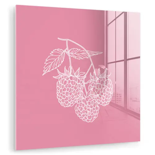 Frambozen - Steel - Getekend - Roze plexiglas 5mm klein -zzzproduct_nieuw