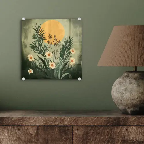 Bloemen - Bladeren - Zon - Groen plexiglas 5mm klein -sfeer3