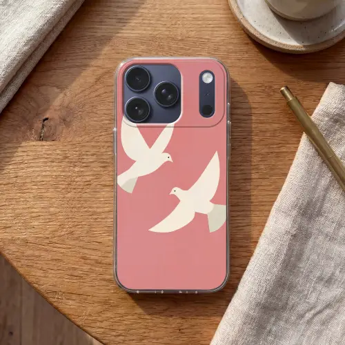 Duiven - Wit - Sierlijk Telefoonhoesje iPhone 17 Pro klein -sfeer1