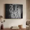 Tijger - Dier - Zwart - Blauw - Modern Textielframe zwart klein -sfeer3