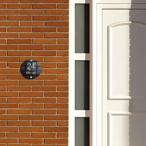 Zwarte houtblokken - Klassiek Naambord Rond klein -sfeer3-rond-XS