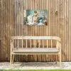 Retro - Blauw - Vrouw Tuinposter op houten frame 2 cm dik klein -sfeer4