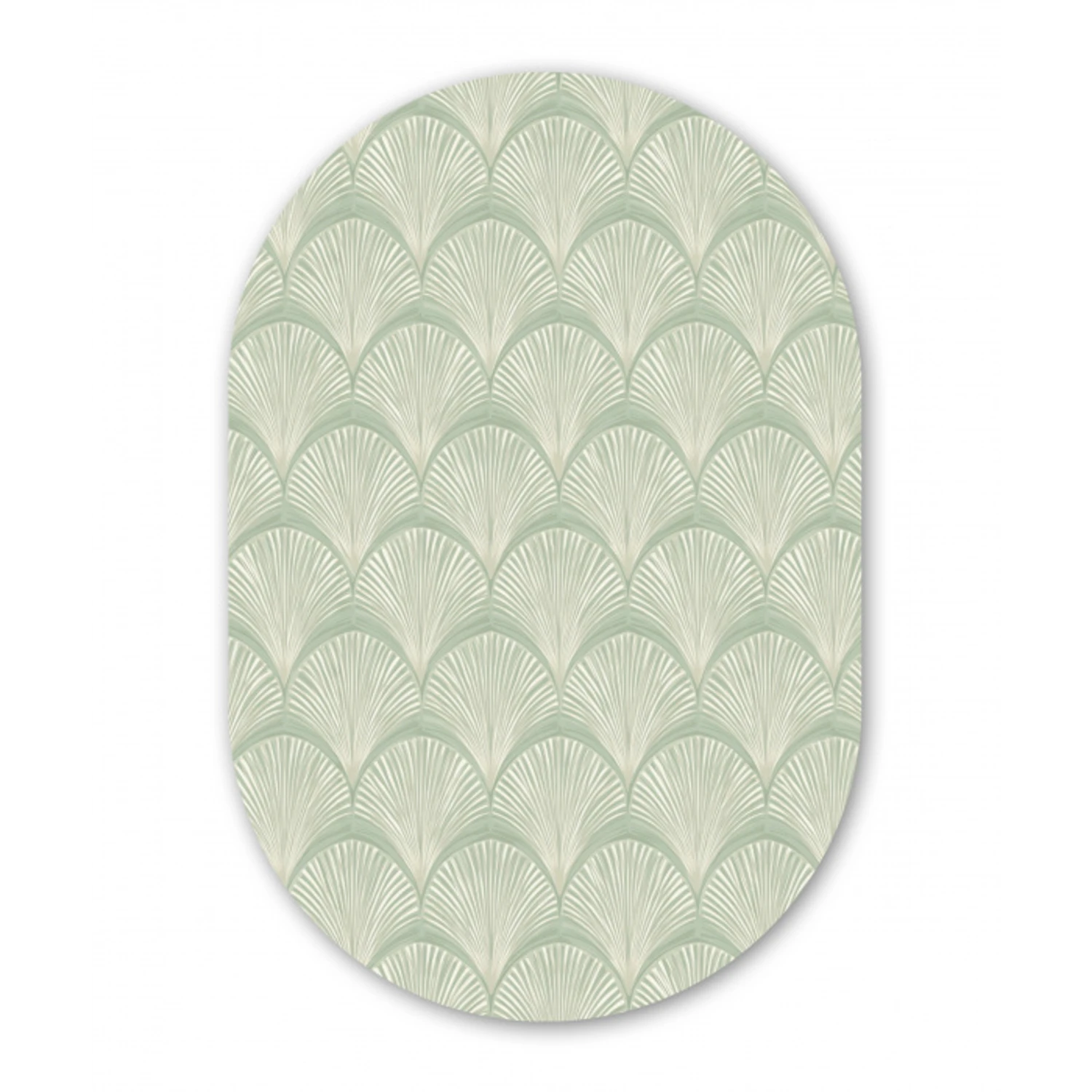 Waaiers - Patroon - Groen Wandcirkel Ovaal Aluminium middel 839 -3d