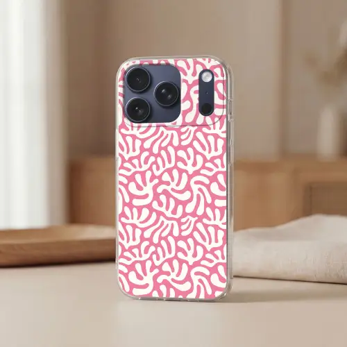 Koraal - Patroon - Roze - Wit - Minimalistisch Telefoonhoesje iPhone 17 Pro klein -sfeer2