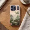 Tropisch landschap - palmbomen - Bloemen - Roze lucht Telefoonhoesje iPhone 17 Pro klein -sfeer1