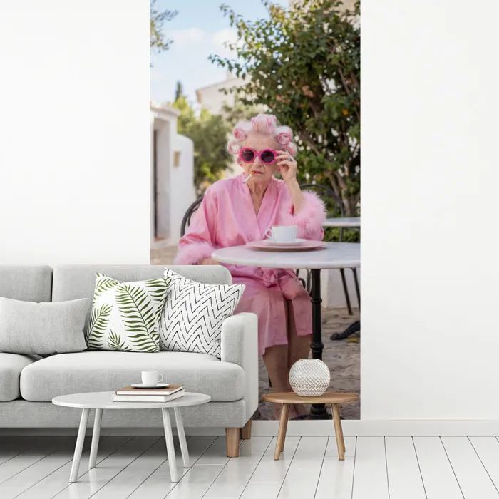 Ochtendjas - Krulspelden - Roze fotobehang vinyl groot -woonkamer