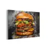 Burger - Eten - Kunst - Grijs - Graffiti aluminium wit klein -3d