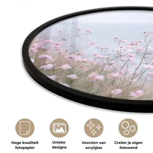 Klif - Bloemen - Zee - Roze Fotolijst rond zonder passe partout klein -closeup_NL