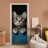 Kat - Doorkijk - Hout - Dieren - Blauw deurposter klein -sfeer1