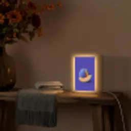 Meloen - Blauw - Oranje - Kunstzinnig Light Box met kabel (Tafellamp) klein -sfeer4
