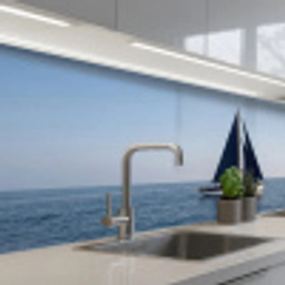 Zeilboot - Zee - Blauw keuken achterwand 2 middel -3d_schuin