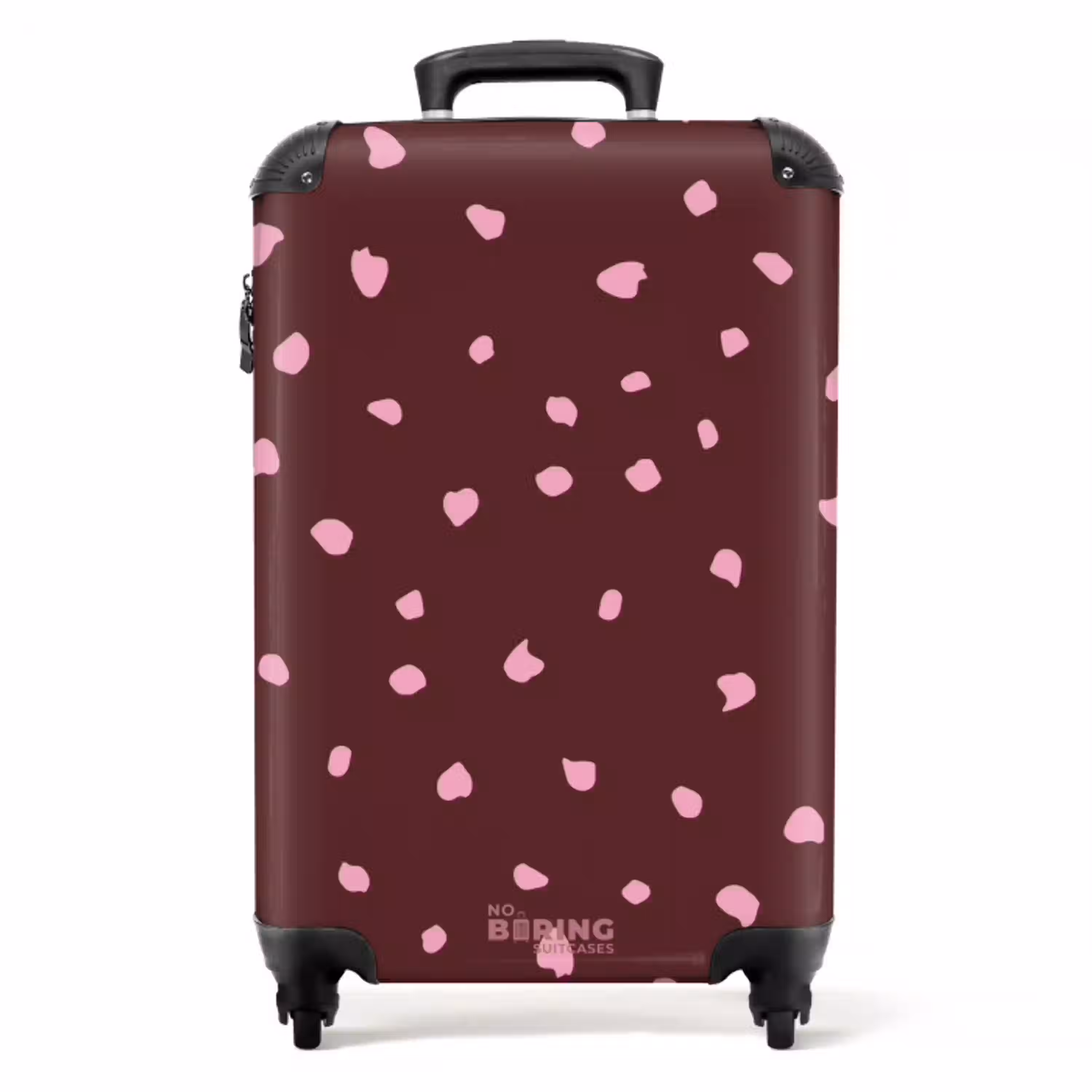Roze vlekken op bordeaux gekleurde achtergrond NBS - Handbagage koffer - Kinderen Unisex middel -productfoto_recht