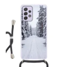 Bos - Winter - Sneeuw - Pad - Natuur Hoesje Samsung Galaxy A52 5G met koord klein -3d
