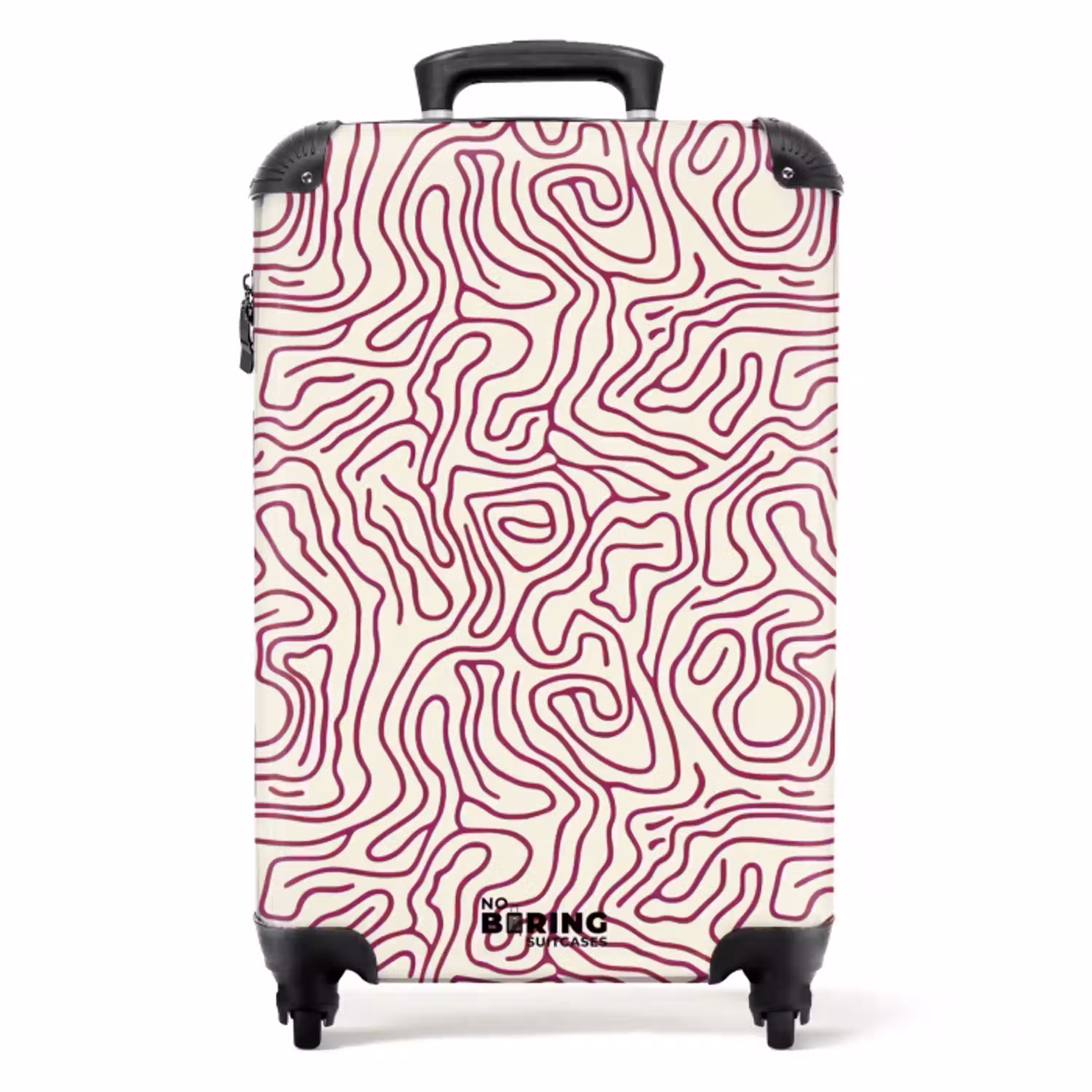Kronkelende lijn - Magenta - Crème NBS - Handbagage koffer - Volwassenen Unisex middel -productfoto_recht